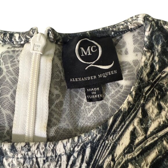 McQ Alexander McQueen Womens Black & White Printed Bodycon Dress Short Sleeves X - Picture 4 of 7